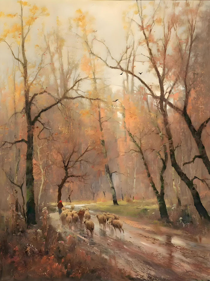 Rich autumn charm, the most beautiful autumn in oil painting