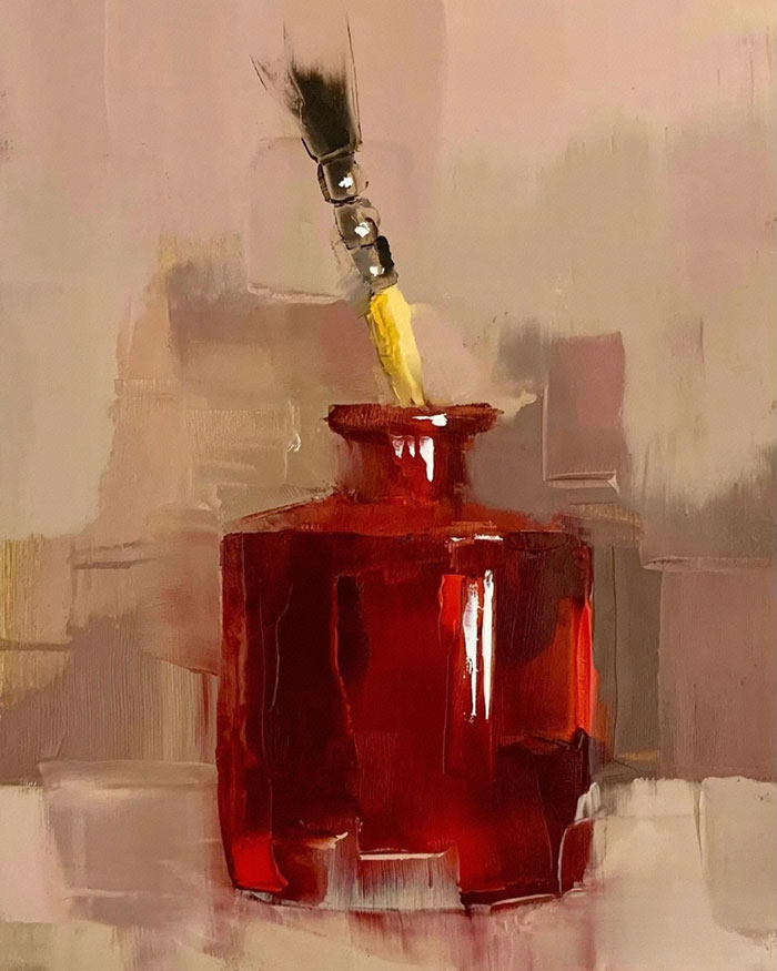 The Artistic Dialogue between the Red Bottle and the Yellow Pen