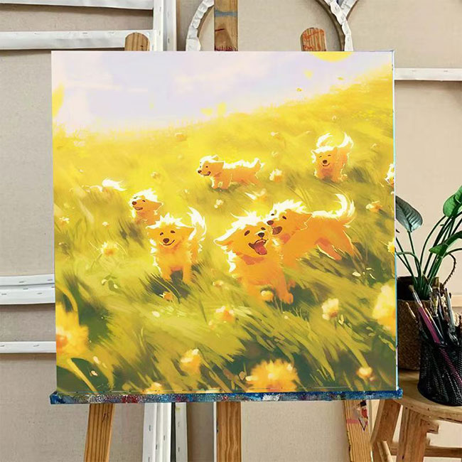 Customized pet dog oil painting to enhance the atmosphere of the space